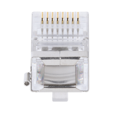 Bote con 100 Piezas de Plug Modular RJ45 Cat5e blindado, chapado de oro a 30 micras para durabilidad extrema CON PIN DE TIERRA
