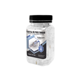 Bote con 100 Plugs Pass through RJ45 Cat6 sin blindaje, chapado de oro a 30 micras para durabilidad extrema