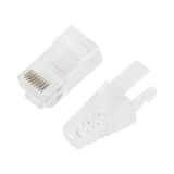 Bote con 50 Plugs Pass through RJ45 Cat6 sin blindaje, con alivio de tensión incluido, chapado de oro a 30 micras para durabilidad extrema