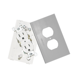 Contacto eléctrico doble, soporte y tapa color aluminio, para canaleta TEK100-A y mini columna THMICG