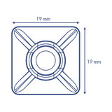 Base Autoadherible para Cinchos Práctica y Eficiente para la Organización y Fijación de Cables, Fabricada en Nylon Resistente y de Color Natural con una Medida de 19x19 mm, Paquete con 100 Piezas (4210-00001)