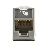 Jack UltraMAX Cat6A, UTP, Montaje híbrido en Placa de Pared (Plano y Angulado), Color Gris, Punch Down