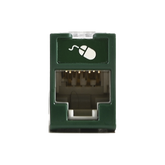 Jack UltraMAX Cat6, UTP, Montaje híbrido en Placa de Pared (Plano y Angulado), Color Verde, Punch Down