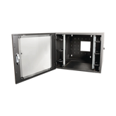 Gabinete de Pared Estándar de 19in, Abatible, de 12 UR, 610 mm de Profundidad, Color Negro