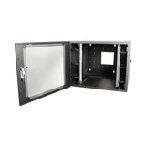 Gabinete de Pared Estándar de 19in, Abatible, de 12 UR, 610 mm de Profundidad, Color Negro