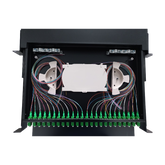 ODF Deslizable 1U con 24 Adaptadores LC DX y 48 Pigtails - Fibralink