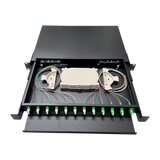 ODF Deslizable 1U con 12 Adaptadores LC DX y 24 Pigtails - Fibralink