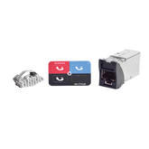 Jack Z-MAX Cat5e, Blindado, Montaje híbrido en Placa de Pared (Plano y Angulado), Color Negro