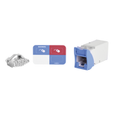 Jack Z-MAX UTP Categoría 6, Montaje híbrido en Placa de Pared (Plano y Angulado), Color Azul, Versión Bulk (Sin Empaque Individual)