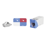 Jack Z-MAX UTP Categoría 6, Montaje híbrido en Placa de Pared (Plano y Angulado), Color Azul, Versión Bulk (Sin Empaque Individual)