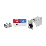 Jack Z-MAX Cat6A, Blindado, Montaje híbrido en Placa de Pared (Plano y Angulado), Color Blanco