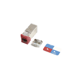 Jack Z-MAX Cat6A, Blindado, Montaje híbrido en Placa de Pared (Plano y Angulado), Color Rojo