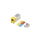 Jack Z-MAX Cat6A, Blindado, Montaje híbrido en Placa de Pared (Plano y Angulado), Color Amarillo