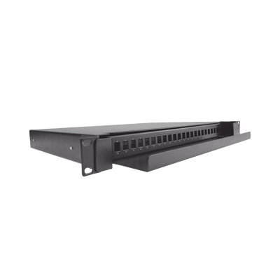 Distribuidor de Fibra Óptica deslizable vacío 19in acepta 24 adaptadores LC Duplex o LC Simplex o 24 SC Simplex 1U - Fibralink México