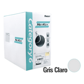 Bobina de Cable UTP de 305 Metros (1000 Pies) de Cobre, NetKey, Gris Claro, Categoría 6 (24 AWG), 1000Mbps, Riser (CMR), de 4 Pares