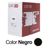 Bobina de Cable UTP 305 Metros (1000 Pies) / Cat 5E (24 AWG) / Color Negro / PE / Uso en Exterior / 100% Cobre / Aplicaciones de CCTV, Redes de Datos y Enlaces Inalámbricos