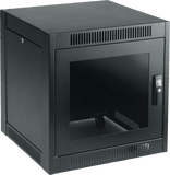 Gabinete SOHO para Oficinas Pequeñas y Home Office, 700 x 600 x 900 mm, Acero Negro, 11U, Ruedas, Sistema de Enfriamiento Pasivo, Puertas con Cerradura, Paneles Laterales Extraíbles