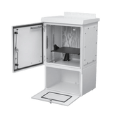 Gabinete Para Exterior OSP ComLine de 12 UR con espacio para Baterías, 600 mm de Ancho, 500 mm de Profundidad De Aluminio, Color Gris Claro Con Protección NEMA 4/12/4X/3/3R; IP66
