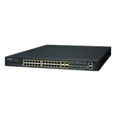 Switch Administrable Stacking Capa 3, 24 Puertos PoE 802.3af/at 10/100/1000T, Hasta 370 W, 4 Puertos 10G SFP+