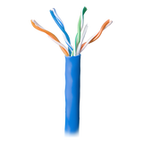 Bobina de 305 Metros (1000 Pies) Cable Par Trenzado Nivel 5 (CAT 5e) / CMR / Color Azul / 4 Pares de Conductores Sólidos de Cobre AWG 24 / Para Aplicaciones de CCTV, Redes de Datos, IP Megapixel, Control RS485