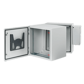 Gabinete Industrial ProTek de Puerta Sólida, Con Aire Acondicionado de 4000 BTU, Protección NEMA Tipo 4/12/4X; IP66; IK10, Abatible, Fabricado en Acero, 19 UR, Color Gris Claro