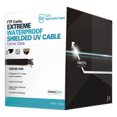 Cable UTP Categoría 5e para Exterior / 24AWG 4 Pares / Conductor Cobre Desnudo / Cubierta LDPE Negra Resistente a Rayos UV / Relleno Anti-Humedad PE Tap Compound / Soporte PoE IEEE 802.3at y Gigabit Ethernet / 1000 ft (304.8 m)