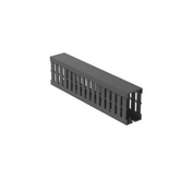 Canaleta Ranurada de PVC sin Tapa, Tipo F, 32 mm de Ancho, 53.8 mm de Alto y 2 m de Largo, Color Gris