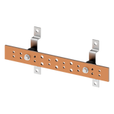 Barra de Tierra para Telecomunicaciones De Cobre Electrochapado / 0.25 x 2.00 x 16.00 pulgadas / 12 Puntos de Conexión / Incluye Soportes y Conectores / Anticorrosivo