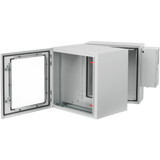 Gabinete Rack ProTek de Doble Bisagra con Puerta de Ventana / 48.54 x 27.56 x 36.02 in (1233 x 700 x 915 mm) / NEMA Type 12 / IP55 IK10 / Acero Gris Claro RAL 7035 / Acceso Frontal y Posterior / Racks 19 in