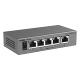 Switch Capa 2 Gestionado en la Nube / 5 Puertos Gigabit / Switching 10 Gbps / Forwarding 7.44 Mpps / Diseño sin Ventilador / Protección 6 kV / Modo CCTV de un Clic / 32 VLANs / Gabinete Metálico / Ruijie Cloud
