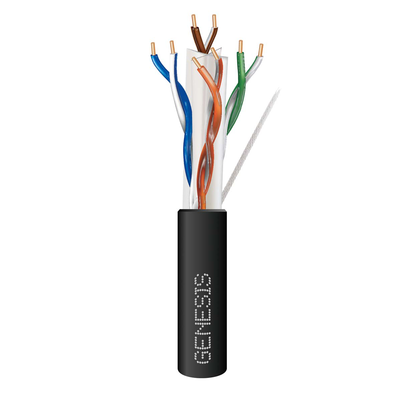 Carrete de Cable de 305 Metros Cat6 CALIBRE 24 Exterior para CLIMAS EXTREMOS, RoHS, color Negro