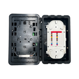 Caja de Distribución de Fibra Óptica para 24 Empalmes con 16 acopladores SC/APC simplex Exterior IP65 Color Negro