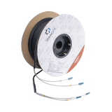 Carrete de Fibra Óptica Monomodo con Conectores LC-LC Duplex, Reforzada con Kevlar, de 100 metros, Para instalaciones subterráneas por tubería