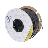 Carrete de Fibra Óptica Monomodo con conectores LC-LC Duplex, Reforzada con Kevlar, de 150 metros, Para instalaciones subterráneas por tubería