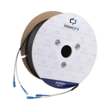 Carrete de Fibra Óptica Monomodo con Conectores SC-SC Duplex, Reforzada con Kevlar, de 300 metros, Para instalaciones subterráneas por tubería