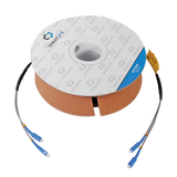 Carrete de Fibra Óptica Monomodo con conectores SC-SC Duplex, Reforzada con Kevlar, de 50 metros