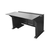 Escritorio Estación Mobiliaria Profesional de Monitoreo y Control / Videovigilancia / Acceso / Alarmas / Etc... / Metal Negro y Madera Tono Oscuro