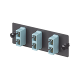 Placa Acopladora de Fibra Optica FAP, Con 3 Conectores SC Duplex (6 Fibras), Para Fibra Multimodo OM3/OM4, Color Aqua