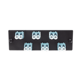 Placa Acopladora de Fibra Optica FAP, Con 6 Conectores LC Duplex (12 Fibras), Para Fibra Multimodo OM3/OM4, Color Aqua