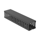 Canaleta Ranurada de PVC con Tapa, Tipo F, 44.5 mm de Ancho, 41.1 mm de Alto y 2 m de Largo, Color Gris