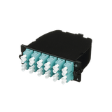 Casete OptiCom® de Fibra Óptica Multimodo OM3, Con 2 Conectores MPO a 12 LC Duplex, Polaridad Método A, Pérdida de Inserción Estándar
