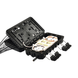 Caja de Distribución de Fibra Óptica para 24 Empalmes, con 16 acopladores SC/APC simplex, Exterior IP65, Color Negro