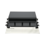 Panel de Distribución de Fibra Óptica, Acepta 4 Placas FAP o FMP, Bandeja Deslizable, Hasta 48 Fibras, Color Negro, 1UR