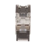 Plug RJ45 Blindado, Instalación Recta, Terminación en Campo Certificable, Compatible con Cat5e, Cat6 y Cat6A, Color Plata