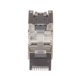 Plug RJ45 Blindado, Instalación Recta, Terminación en Campo Certificable, Compatible con Cat5e, Cat6 y Cat6A, Color Plata, Paquete de 10 Piezas