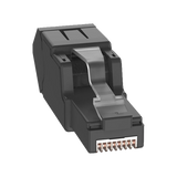 Plug RJ45 UTP, Instalación Angulada 45 Grados, Terminación en Campo Certificable, Compatible con Cat5e, Cat6 y Cat6A, Color Negro