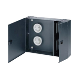 Caja de Conexión de Fibra Óptica, Para Montaje en Pared, Acepta 4 Placas Acopladoras FAP o FMP, Hasta 96 Fibras, Color Negro