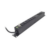 Tomacorriente Horizontal (PDU) de 8 Contactos (NEMA 5-15R) Rack 19" 1UR. Voltaje Entrada/Salida: 120Vca/15A