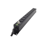 Tomacorriente Horizontal (PDU) de 10 Contactos (NEMA 5-15R) Rack 19" 1UR. Voltaje Entrada/Salida: 120Vca/15A