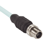 Cable de Conexión IndustrialNet Cat6A, Con Conector Recto M12 X-Code Macho en Ambos Extremos, Blindado SF/UTP, Forro TPO, Color Azul Cerceta, 1 Metro